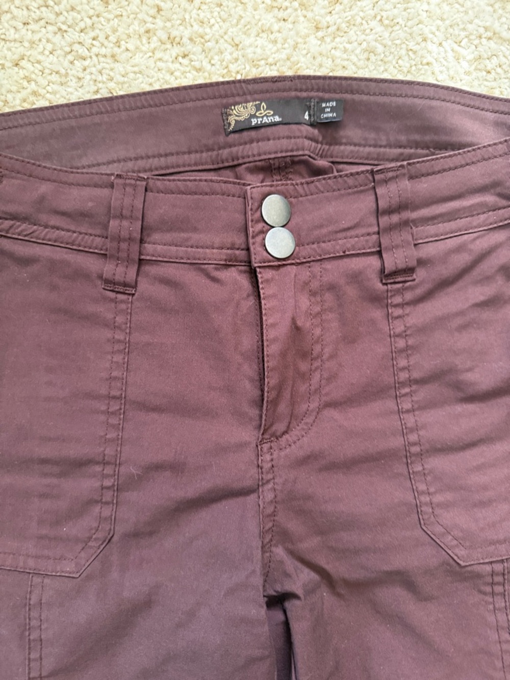 Prana Women's Low-Rise Wine Straight Pants. Size 4